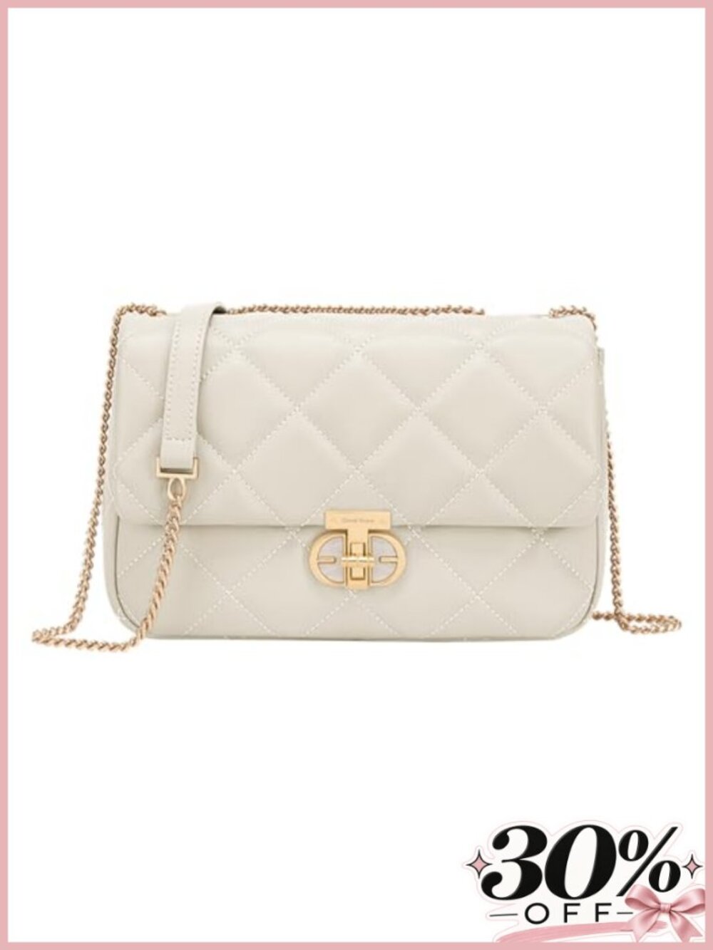 Quilted Leather Crossbody Shoulder Bag with Chain Strap & Top Handle